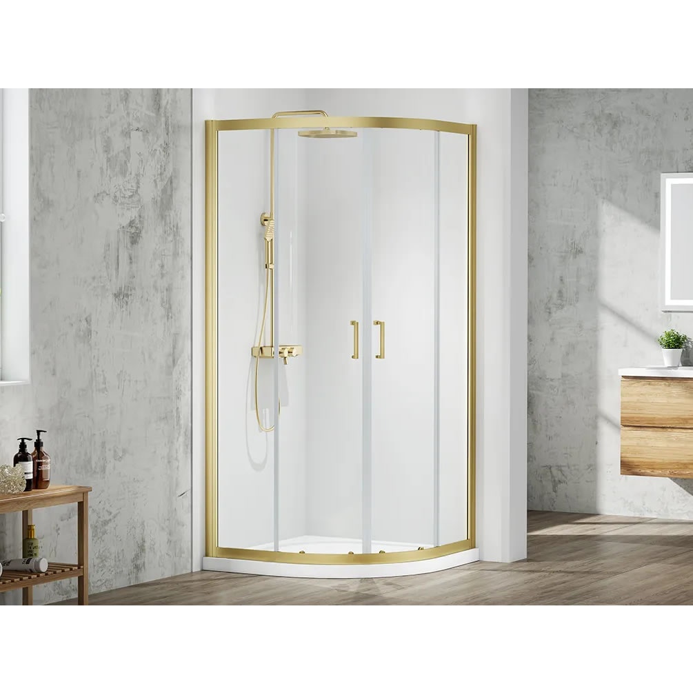 Lifestyle image of Merlyn Mbox 900mm Brushed Brass 2-Door Shower Quadrant